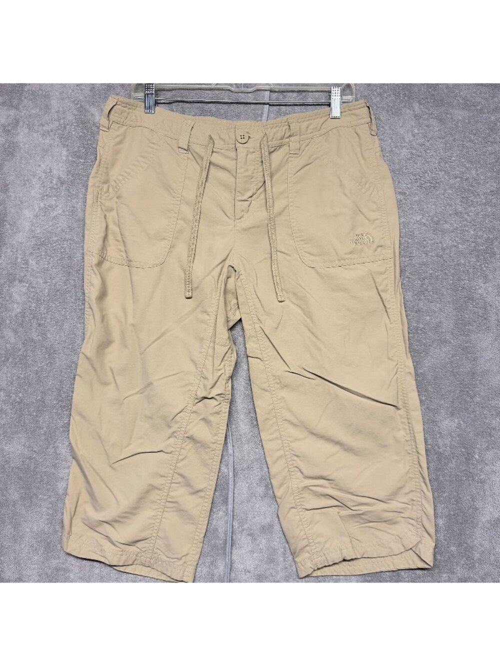 The North Face Capri Pants Women's L Beige Nylon Relaxed Fit Drawstring Hiking